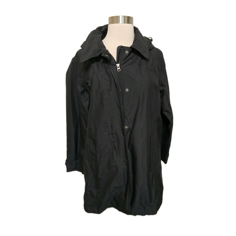 L.L.Bean Women's Black Hooded Rain Coat Jacket Size Medium Waterproof Jacket